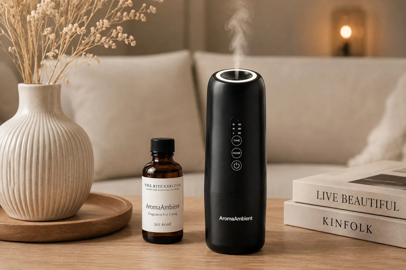 Black capsule diffuser with Ritz Carlton oil