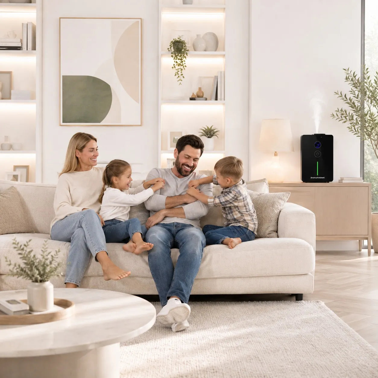 Black diffuser in a family living room